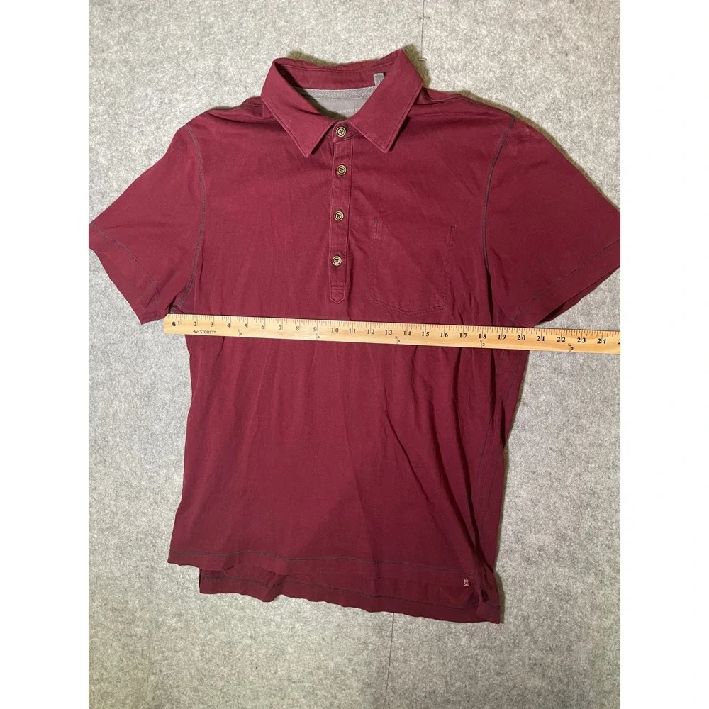 Banana Republic Mens Polo Shirt Large Maroon Burgundy Cotton Short Sleeve Pocket